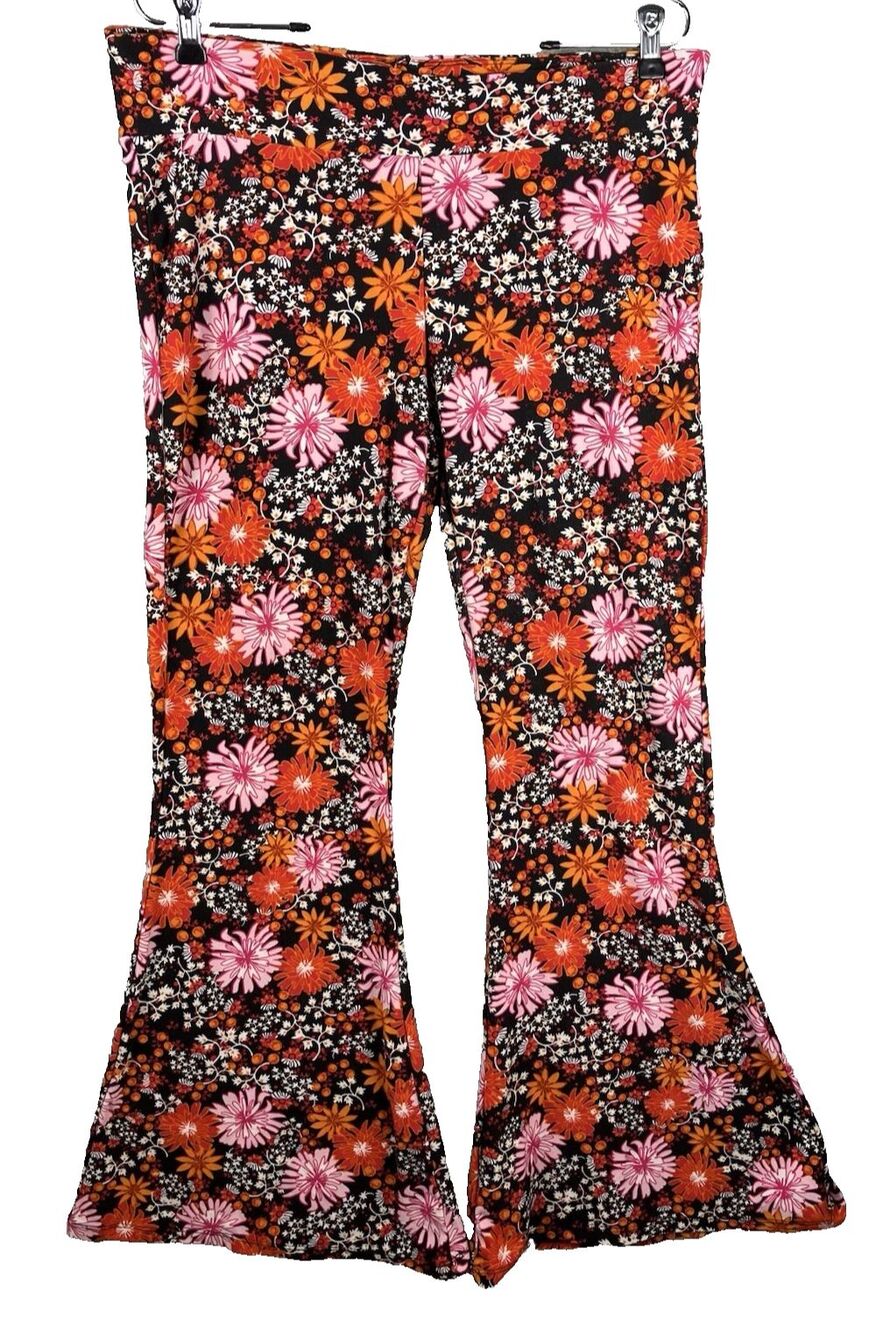 Spirit Halloween Hippie Bell Bottom Stretch Pants Size XL Groovy Flower Power